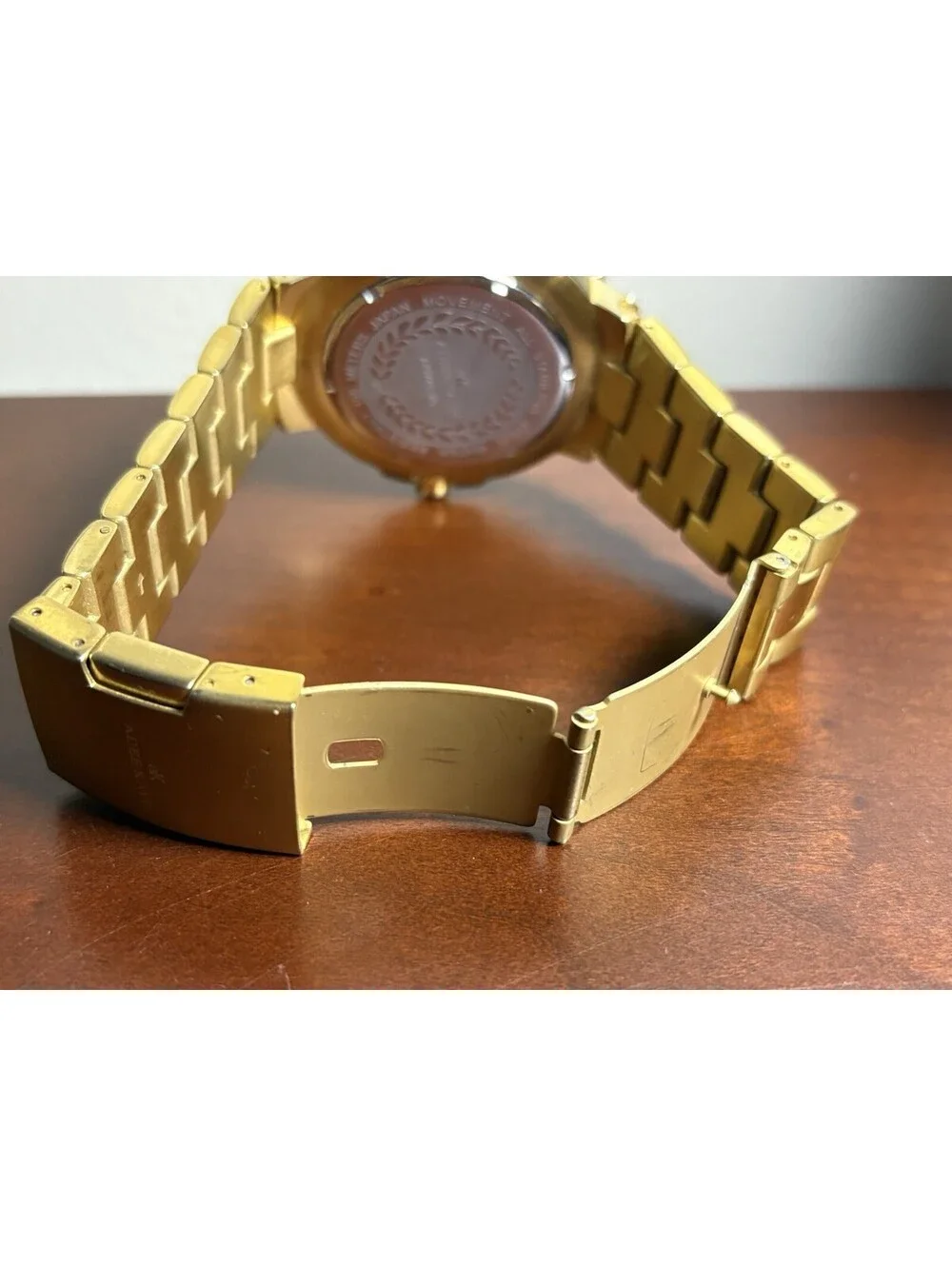Adee Kaye AK7445-MG Men's Gold Tone Blue Dial Diver Style Watch 100M Japan Movt